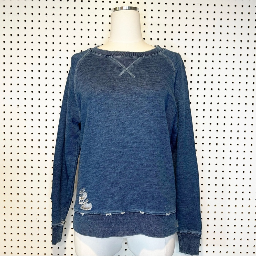 J. Crew / Rivet and Thread | Navy Blue Distressed Thrashed Crewneck Sweater XS